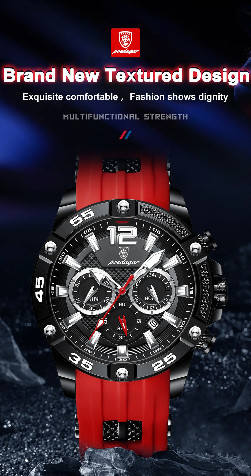 POEDAGAR Canadian Heritage Luxury Watch - Waterproof Chronograph Military Quartz Wristwatch