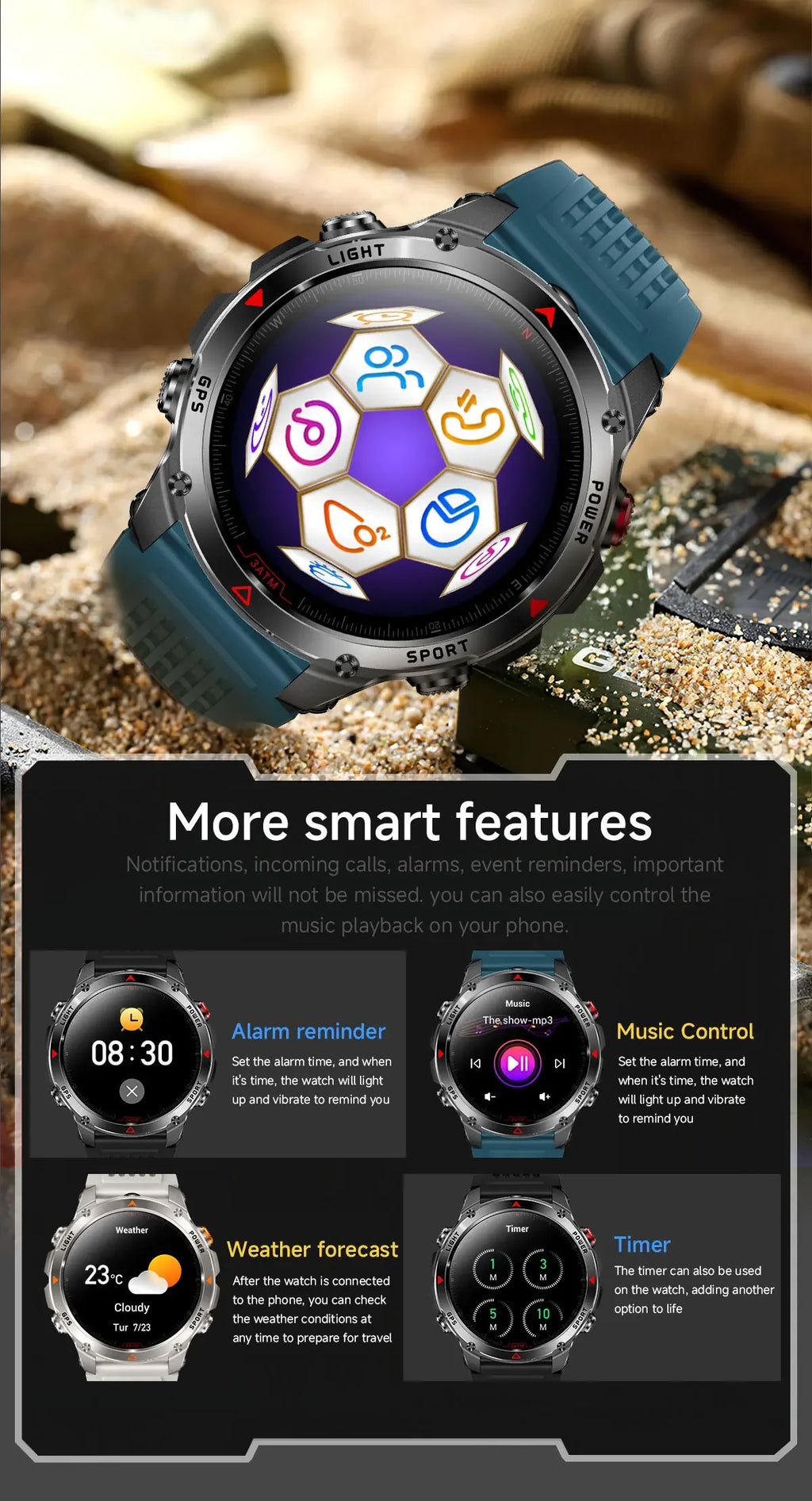 Canadian Heritage AMOLED Smart Watch - 1.46'' HD Display Voice Call Compass Fitness Tracker