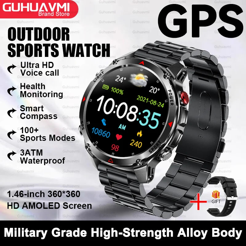Canadian Heritage AMOLED Smart Watch - 1.46'' HD Display Voice Call Compass Fitness Tracker