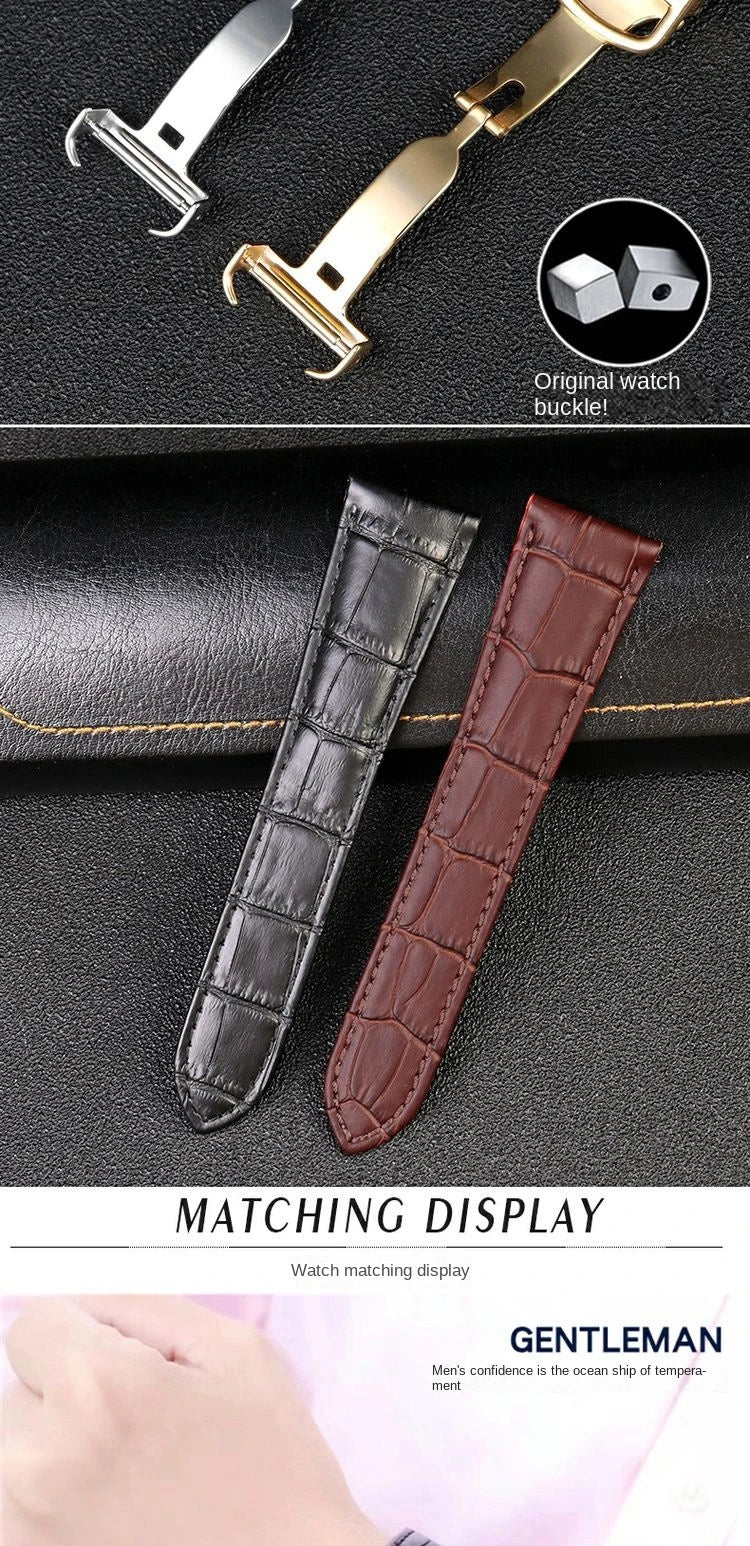 Genuine Leather Watch Band For Cartier Tank Men's Calibre Bull Belt London SOLO Mechanical Watch Strap 17mm 20mm 23mm 25mm