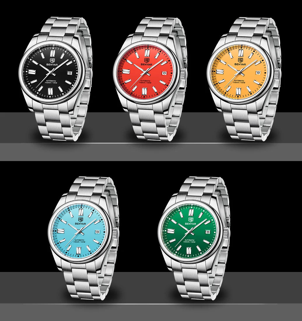 Canadian Heritage BENYAR Automatic Watch - Luxury Stainless Steel Sports Mechanical with Calendar