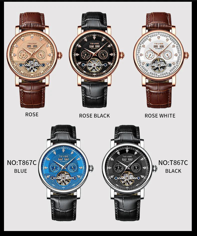 Canadian Heritage TEVISE Automatic Watch - Mechanical Movement Calendar Luminous Business Watch