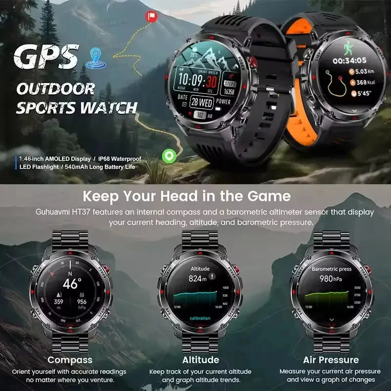 Canadian Heritage AMOLED Smart Watch - 1.46'' HD Display Voice Call Compass Fitness Tracker