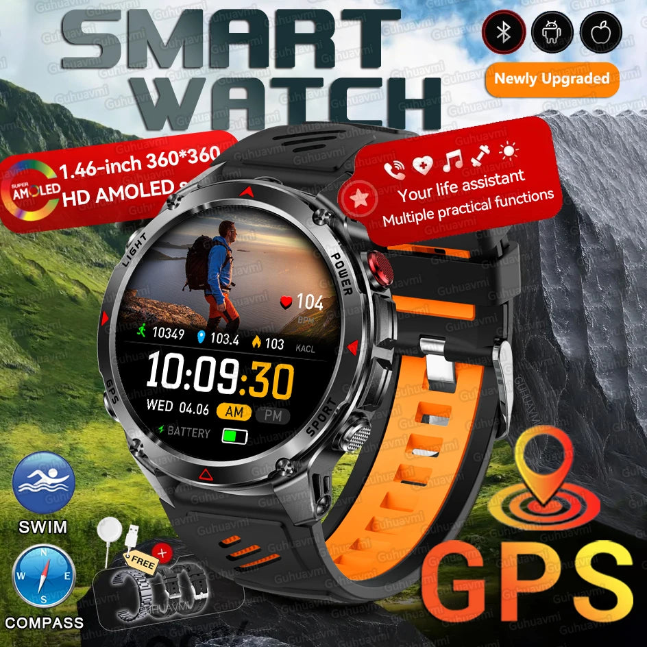 Canadian Heritage AMOLED Smart Watch - 1.46'' HD Display Voice Call Compass Fitness Tracker