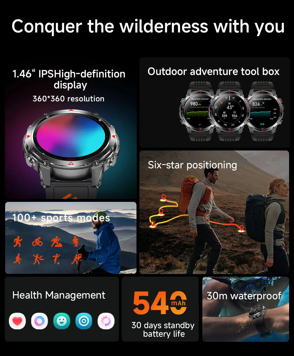 Canadian Heritage AMOLED Smart Watch - 1.46'' HD Display Voice Call Compass Fitness Tracker