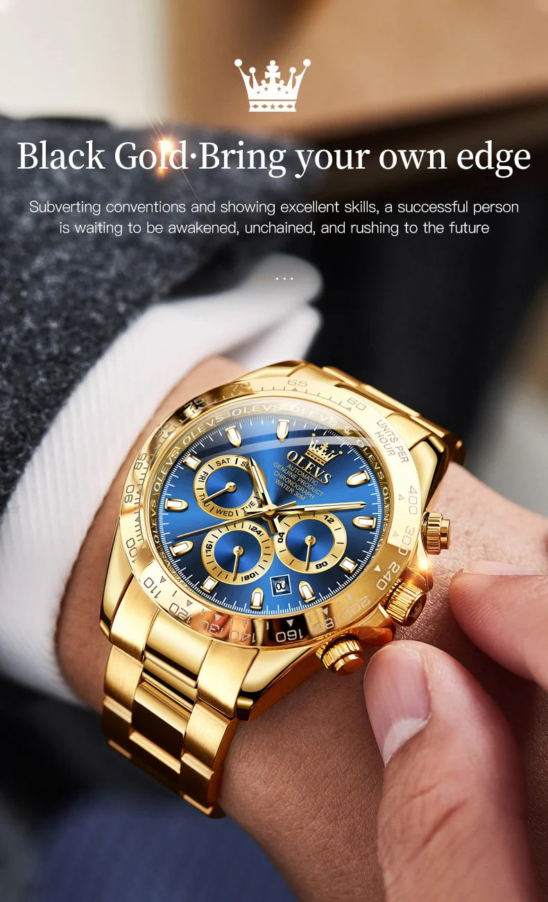 Canadian Heritage OLEVS 6638 Automatic Watch - Multi-Function Chronograph Waterproof Luxury Watch