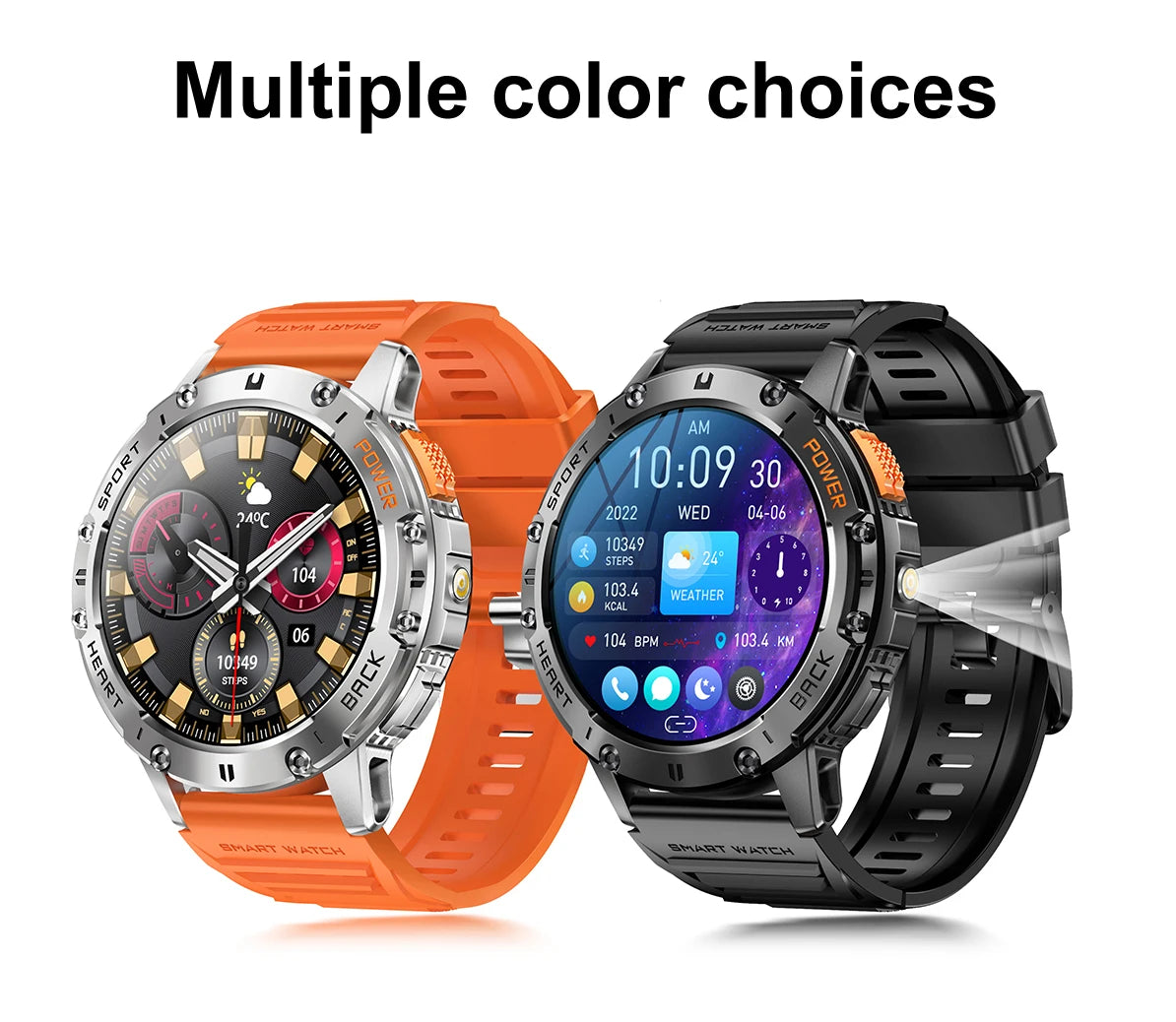 Canadian Heritage AMOLED Smart Watch - Flashlight Sports Waterproof Fitness Tracker with Bluetooth