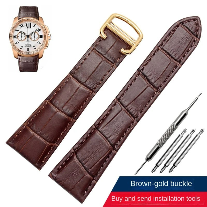 Genuine Leather Watch Band For Cartier Tank Men's Calibre Bull Belt London SOLO Mechanical Watch Strap 17mm 20mm 23mm 25mm