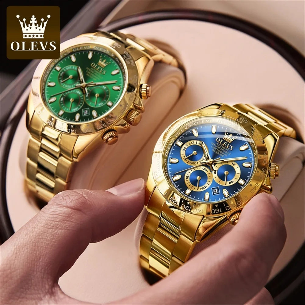 Canadian Heritage OLEVS 6638 Automatic Watch - Multi-Function Chronograph Waterproof Luxury Watch