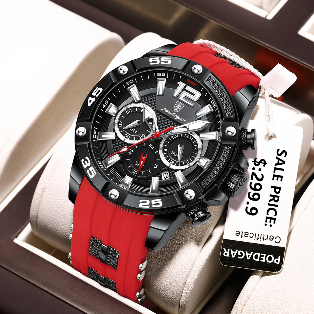 POEDAGAR Canadian Heritage Luxury Watch - Waterproof Chronograph Military Quartz Wristwatch
