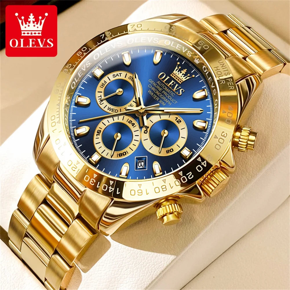 Canadian Heritage OLEVS 6638 Automatic Watch - Multi-Function Chronograph Waterproof Luxury Watch