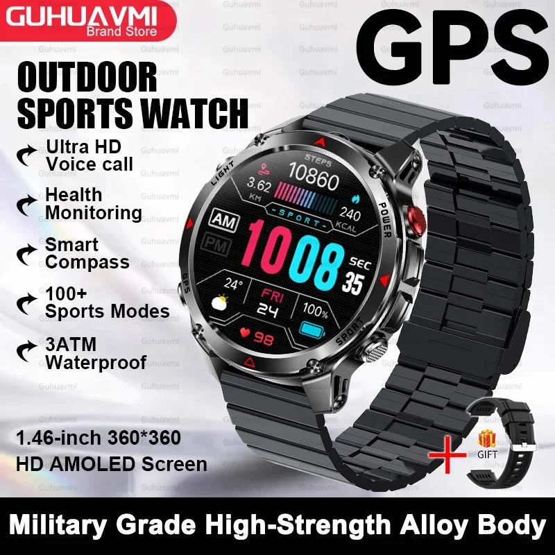 Canadian Heritage AMOLED Smart Watch - 1.46'' HD Display Voice Call Compass Fitness Tracker
