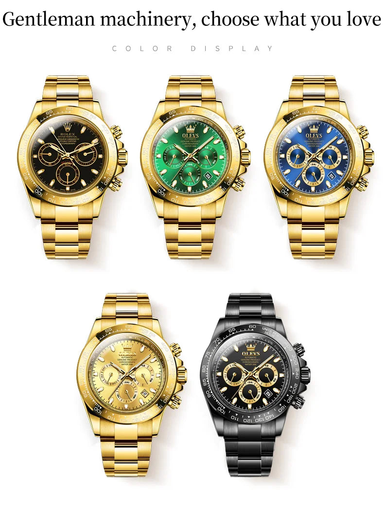 Canadian Heritage OLEVS 6638 Automatic Watch - Multi-Function Chronograph Waterproof Luxury Watch