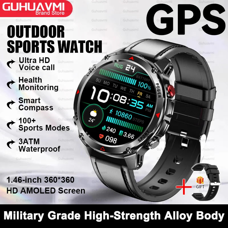 Canadian Heritage AMOLED Smart Watch - 1.46'' HD Display Voice Call Compass Fitness Tracker