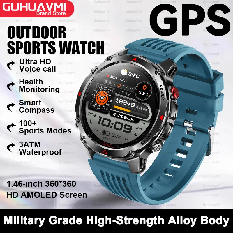 Canadian Heritage AMOLED Smart Watch - 1.46'' HD Display Voice Call Compass Fitness Tracker