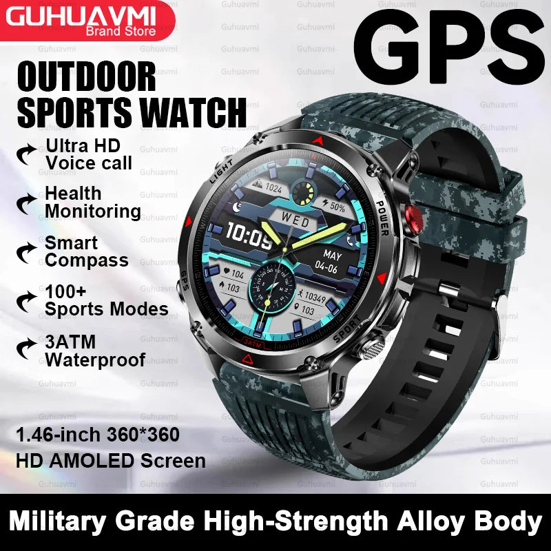Canadian Heritage AMOLED Smart Watch - 1.46'' HD Display Voice Call Compass Fitness Tracker
